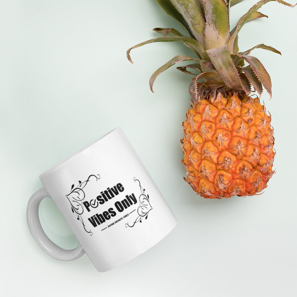 Positive Vibes White glossy mug